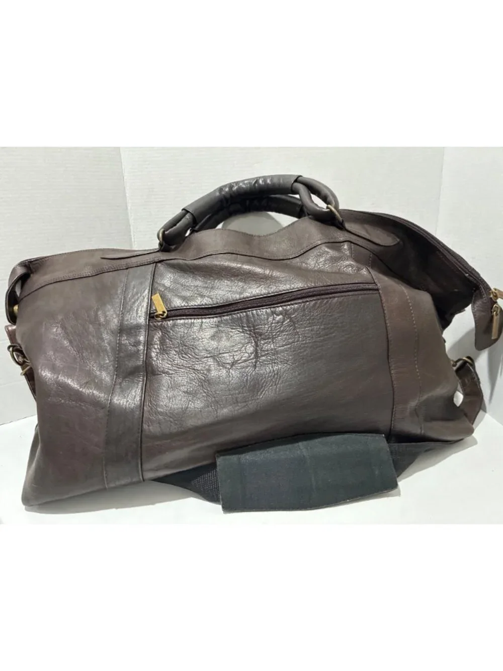 DAVID KING COLOMBIAN LEATHER 25' TOP ZIP WEEKENDER DUFFEL BAG CHOCOLATE
